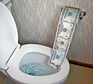Canstock 2015 Aug Money going down the toilet