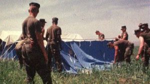 U.S. Marines constructing Kurdish refugee camp image by Department of Defense, public domain