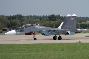 Russian Sukhoi SU-30SM fighter. Image by Aktug Ates, wikimedia commons.
