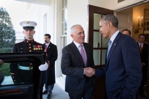 Australian PM Malcolm Turnbull and US Pres. Obama Image by US govt., public domain